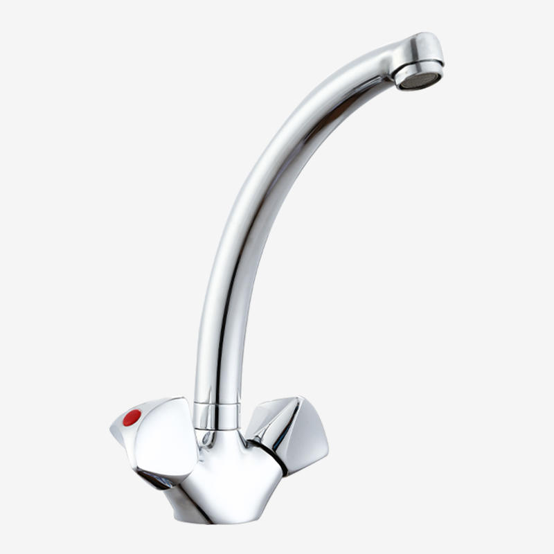 Hot and cold water kitchen sink faucet chrome plated single handle kitchen faucet