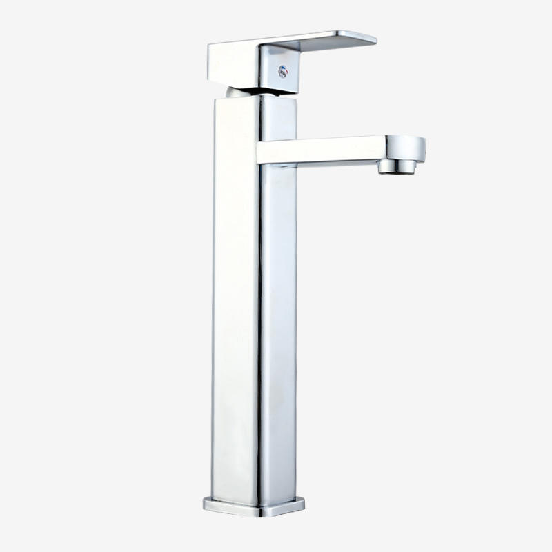 Hot sale simple style hotel bathroom stainless steel plating waterfall basin sink faucet square faucet