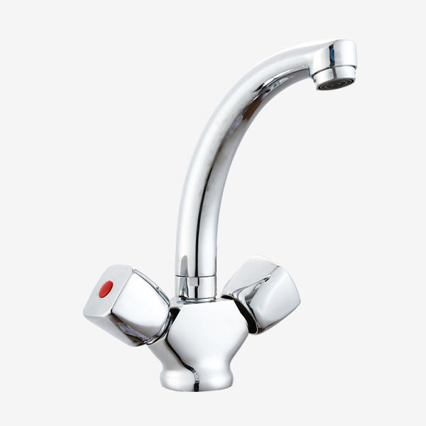 Zinc alloy brass kitchen basin hot and cold faucet chrome-plated foreign trade ram's horn faucet