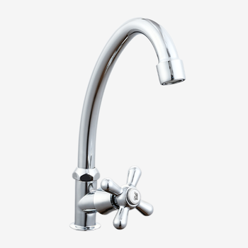 Zinc alloy brass single cold straight kitchen basin faucet chrome-plated foreign trade exchangeable handwheel